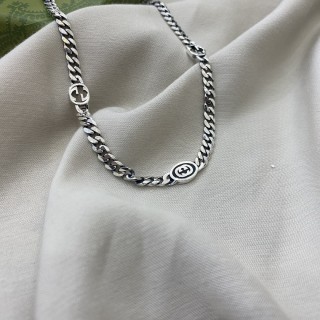 Gucci Double G Interlocking Silver Chain Necklace view 7