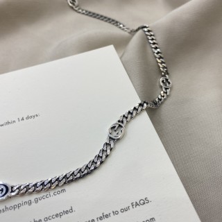 Gucci Double G Interlocking Silver Chain Necklace view 8