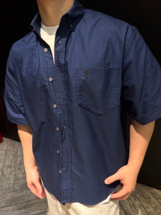Navy Blue Short Sleeve Button-Up Shirt view 4