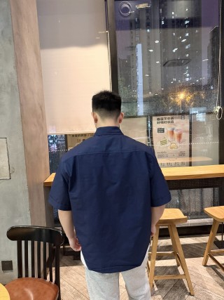 Navy Blue Short Sleeve Button-Up Shirt view 6