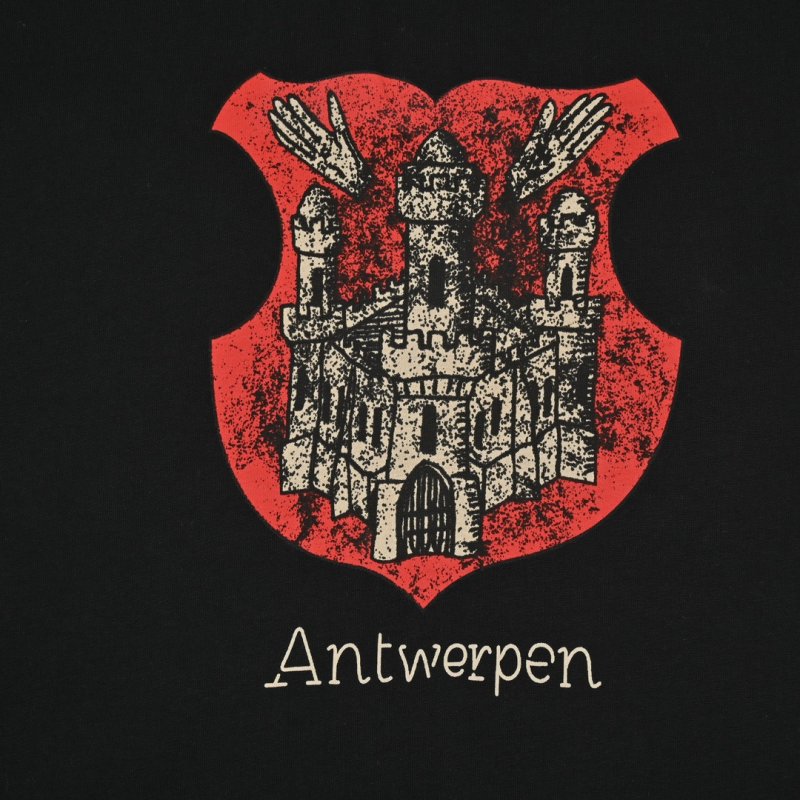 Black Oversized T-Shirt with Red Castle Graphic Print view