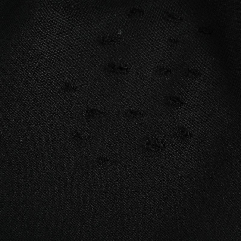 Black Embellished Hoodie with Chest Print view
