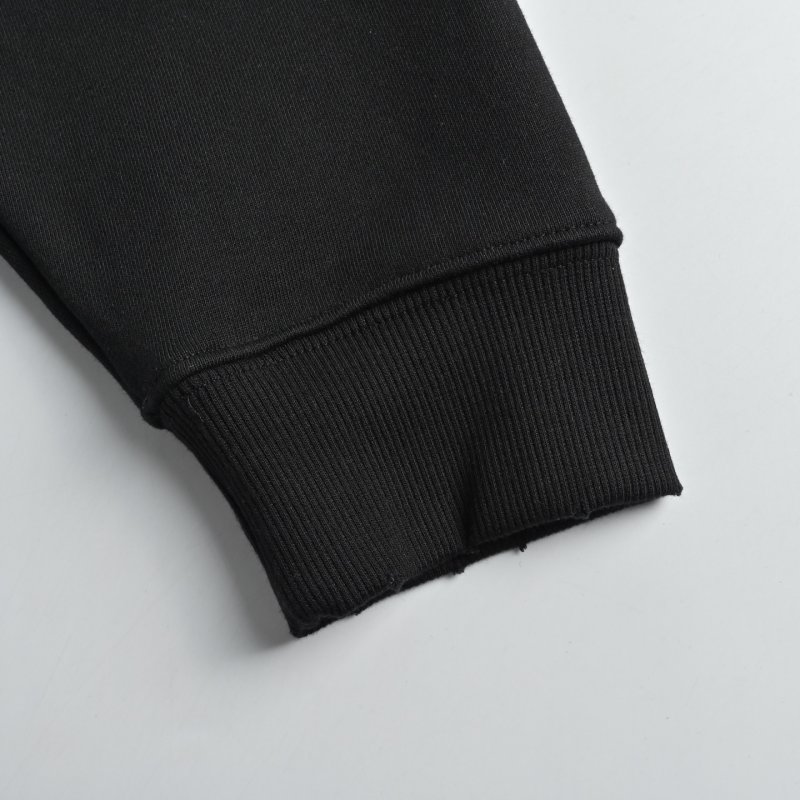 Black Embellished Hoodie with Chest Print view