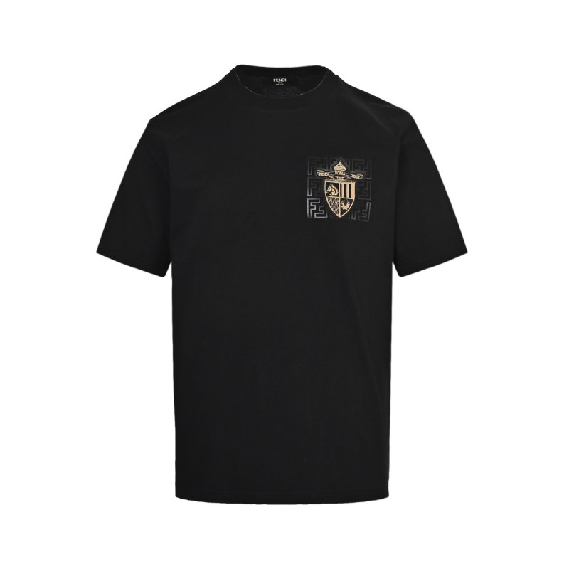 Black Short Sleeve Tee with Gold Crest Embroidery view