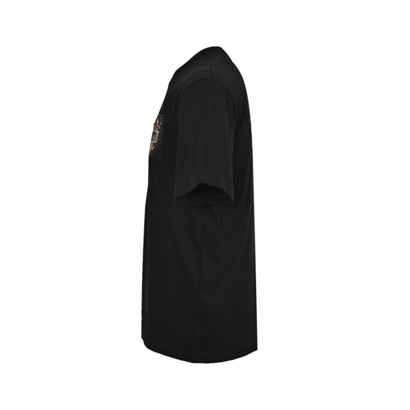 Black Short Sleeve Tee with Gold Crest Embroidery view