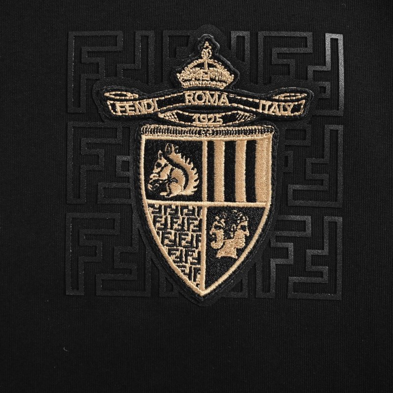 Black Short Sleeve Tee with Gold Crest Embroidery view