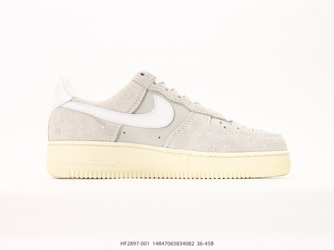 Nike Air Force 1 Low Cream White Suede Thick Sole Casual Sneaker view