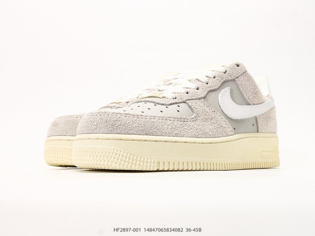 Nike Air Force 1 Low Cream White Suede Thick Sole Casual Sneaker view
