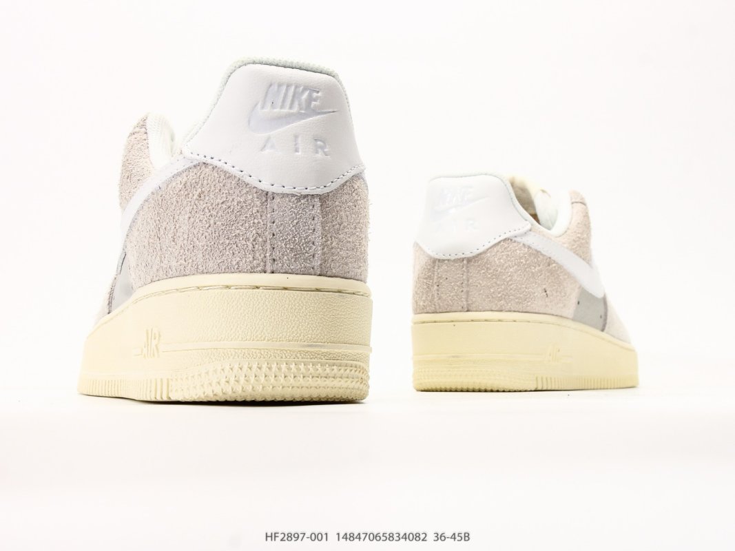 Nike Air Force 1 Low Cream White Suede Thick Sole Casual Sneaker view