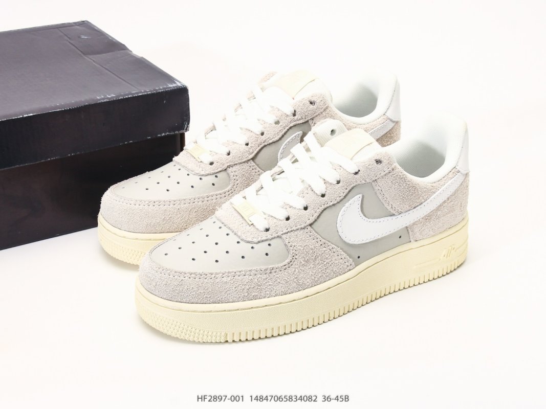 Nike Air Force 1 Low Cream White Suede Thick Sole Casual Sneaker view