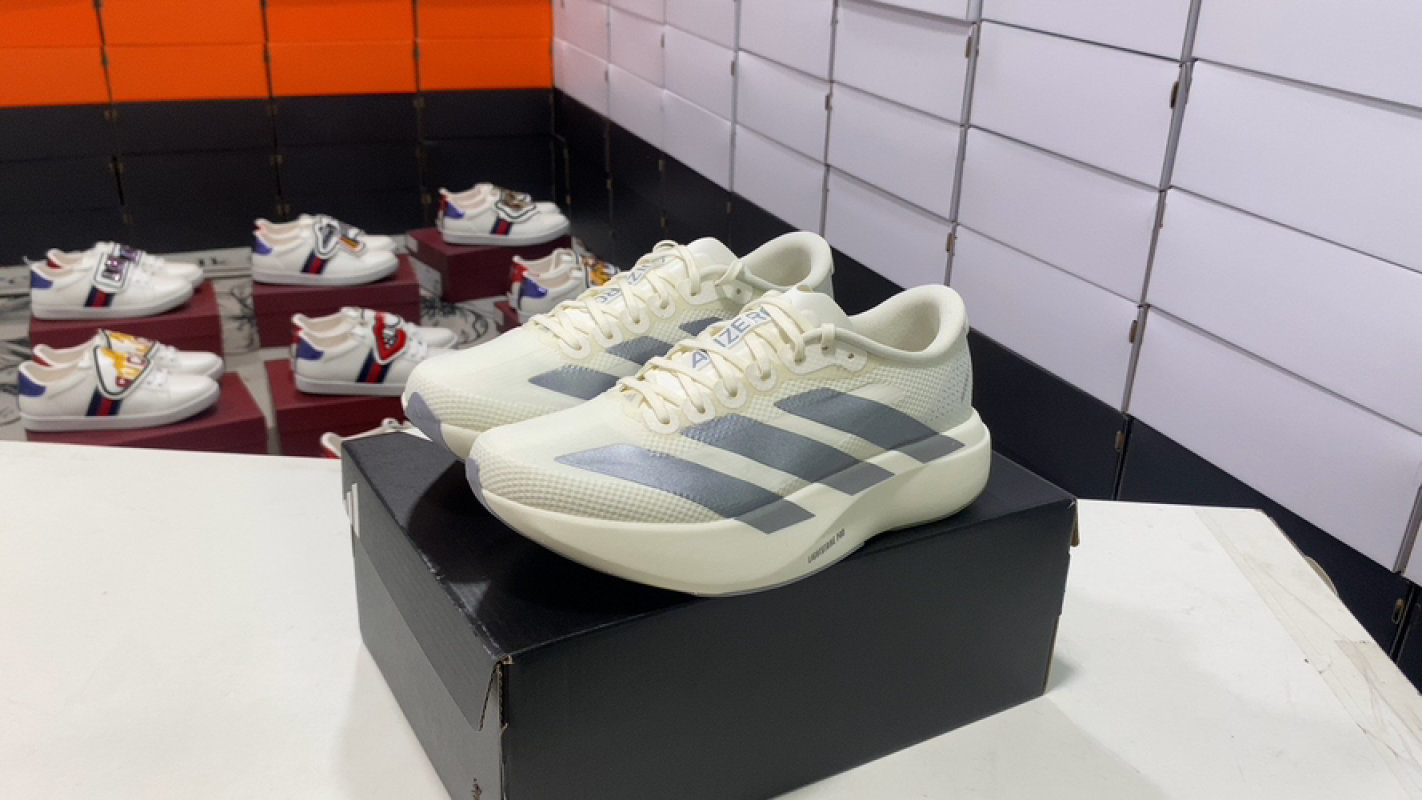 Adidas Adizero Evo SL Exo Low Running Sneaker Cream White Silver KI6900