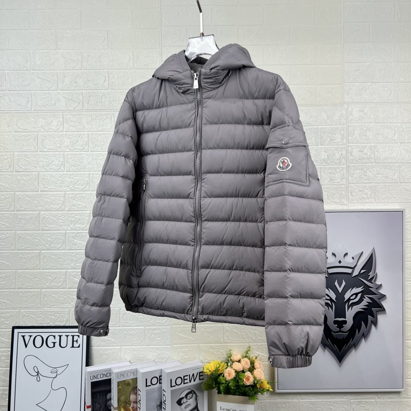 Moncler Galion Men's Short Hooded Down Puffer Jacket Grey view
