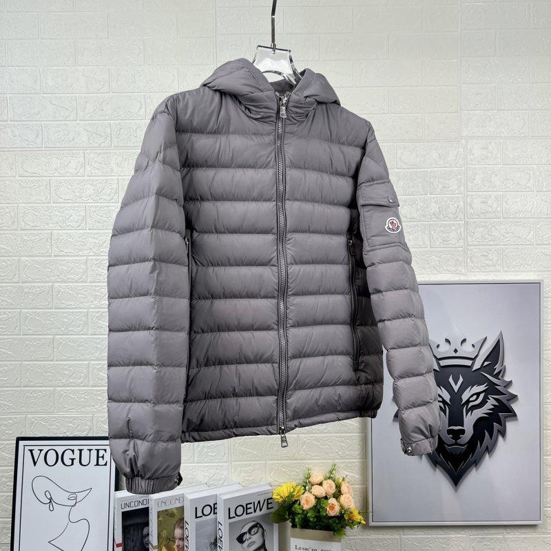 Moncler Galion Men's Short Hooded Down Puffer Jacket Grey view