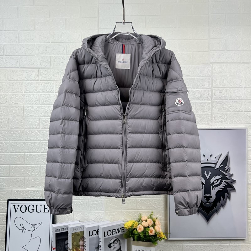Moncler Galion Men's Short Hooded Down Puffer Jacket Grey view