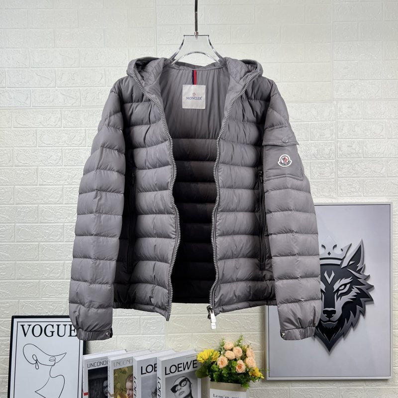 Moncler Galion Men's Short Hooded Down Puffer Jacket Grey view