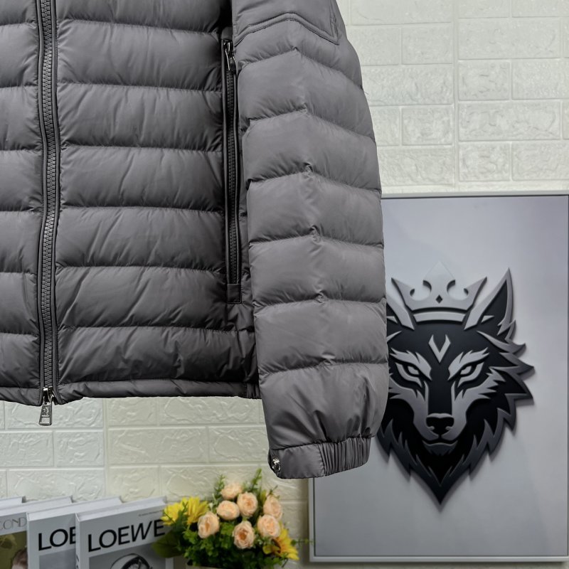 Moncler Galion Men's Short Hooded Down Puffer Jacket Grey view