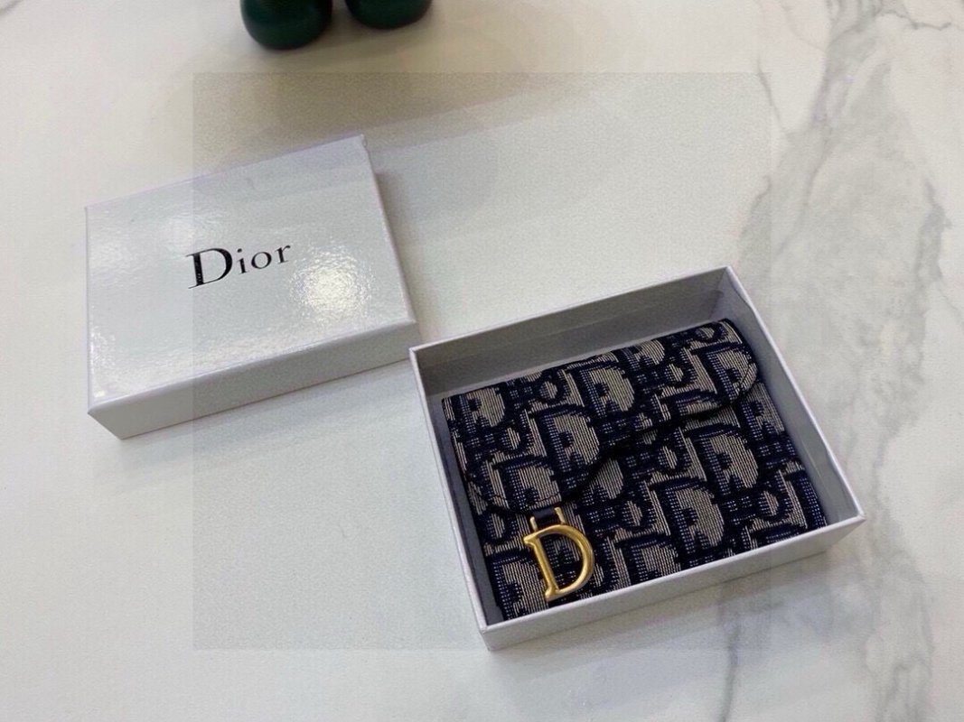Dior Saddle Card Holder Navy Canvas Replica view