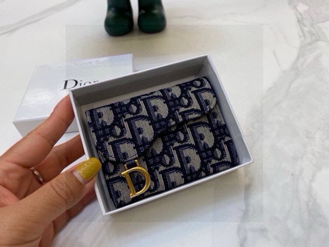 Dior Saddle Card Holder Navy Canvas Replica view
