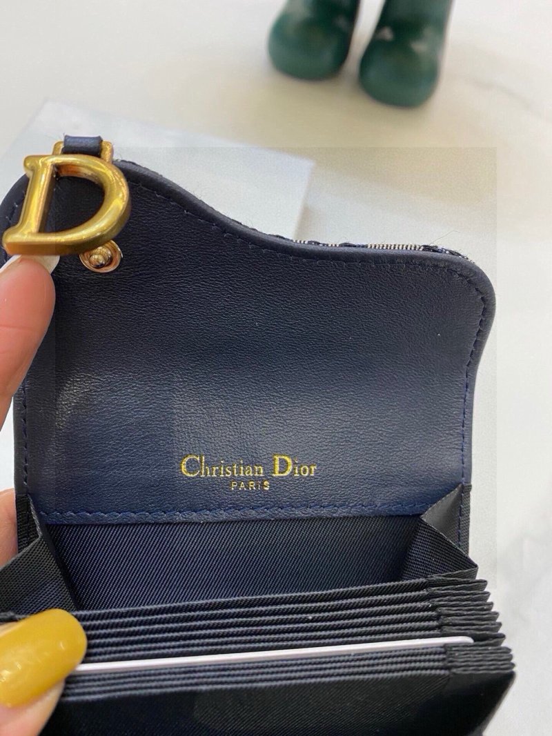 Dior Saddle Card Holder Navy Canvas Replica view