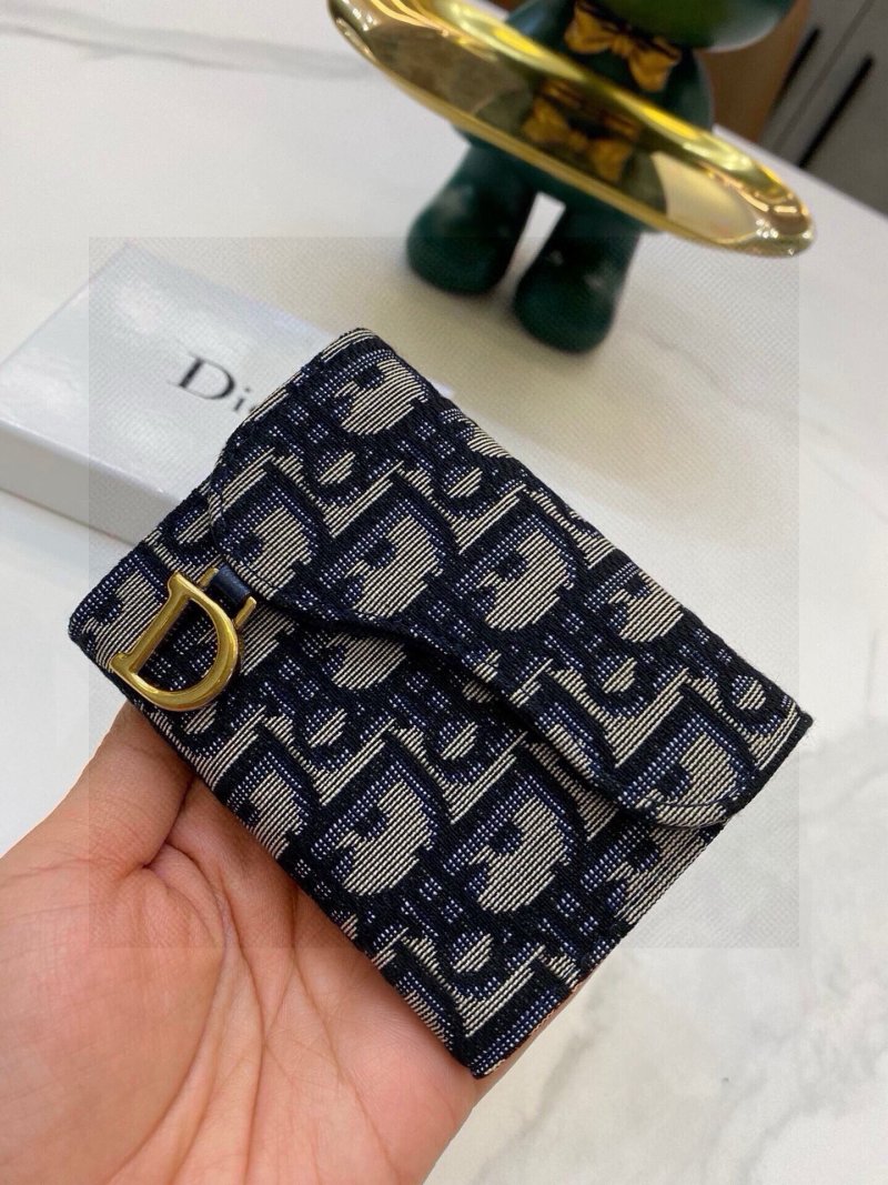 Dior Saddle Card Holder Navy Canvas Replica view