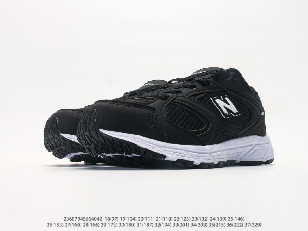 New Balance 408 Black White Kids Running Shoe view