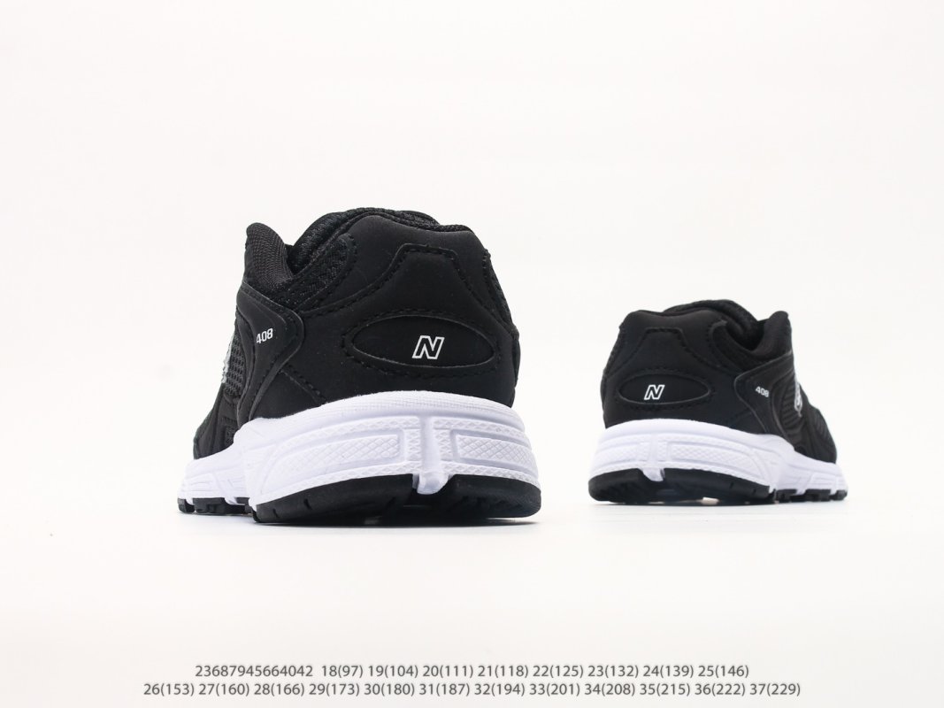 New Balance 408 Black White Kids Running Shoe view