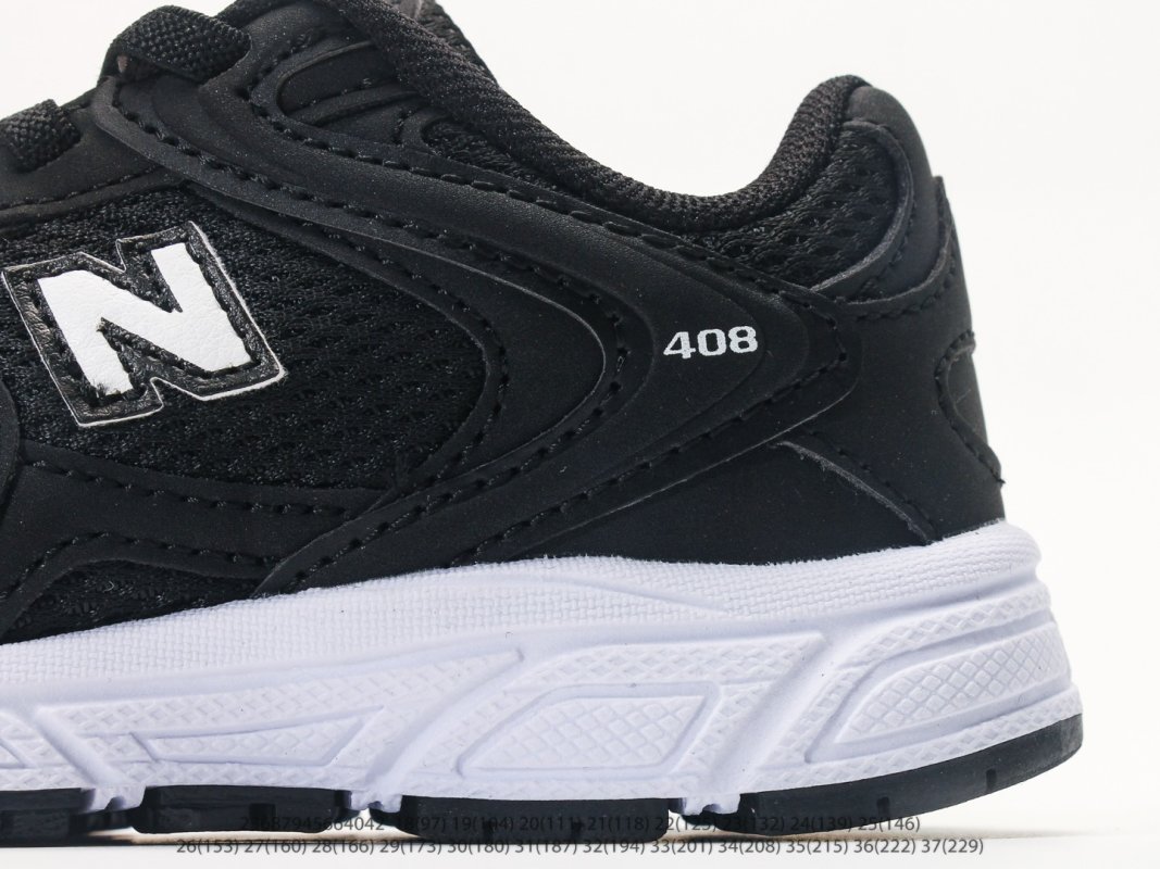 New Balance 408 Black White Kids Running Shoe view