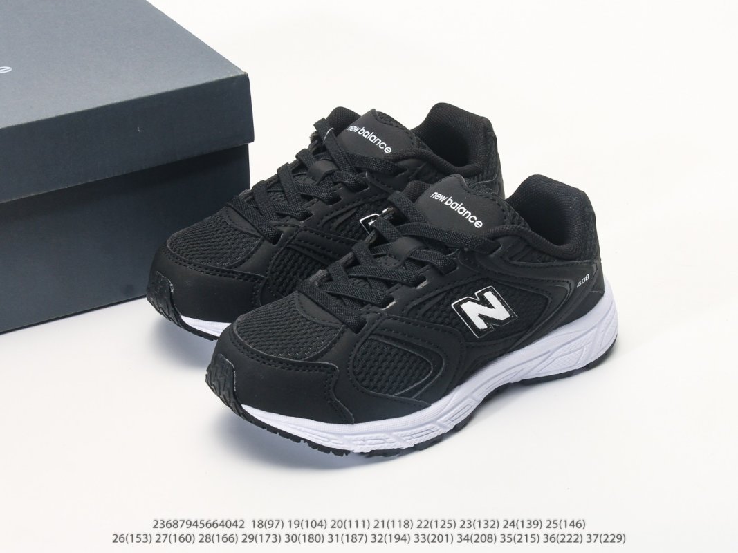 New Balance 408 Black White Kids Running Shoe view
