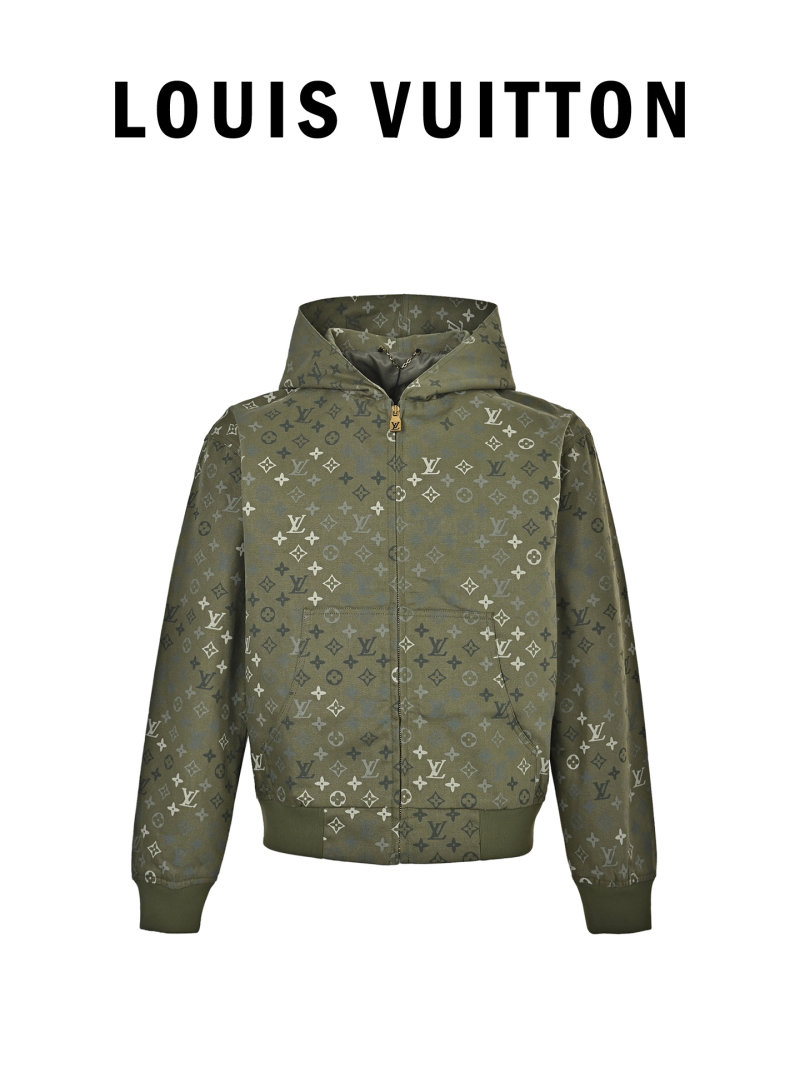 Louis Vuitton Monogram Beaded Hoodie Jacket Olive Green