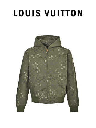 Louis Vuitton Monogram Beaded Hoodie Jacket Olive Green