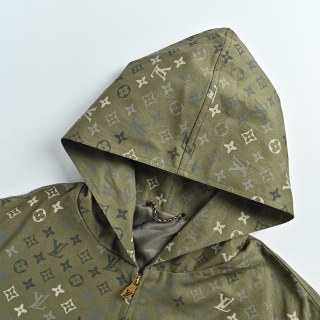 Louis Vuitton Monogram Beaded Hoodie Jacket Olive Green view 6