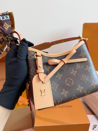 LV Nano Carryall Monogram Canvas Shoulder Bag - Brown/Red view 3