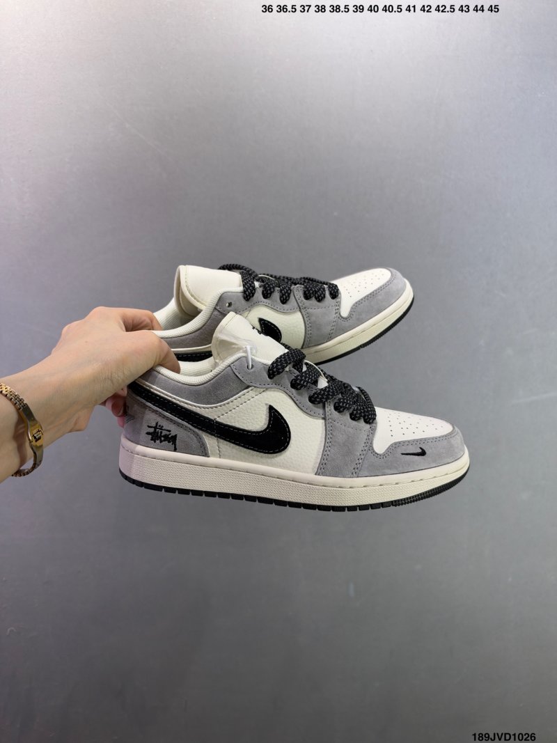 Jordan Air Jordan 1 Low Grey White Black Custom Colorway view