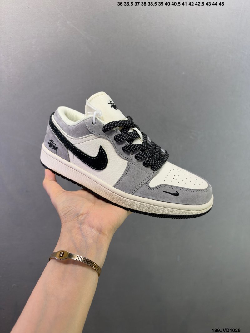Jordan Air Jordan 1 Low Grey White Black Custom Colorway view