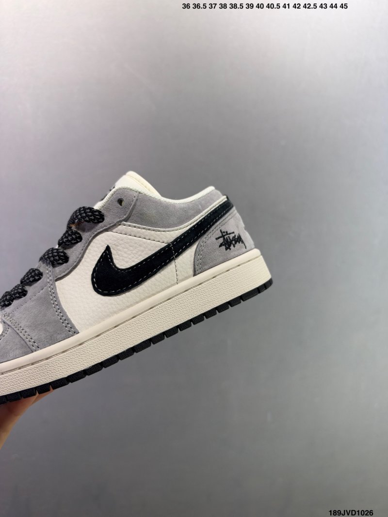 Jordan Air Jordan 1 Low Grey White Black Custom Colorway view
