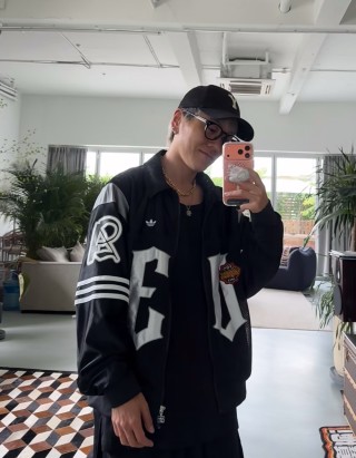 Chrome Hearts Gothic Logo Baseball Jacket Black White view 2