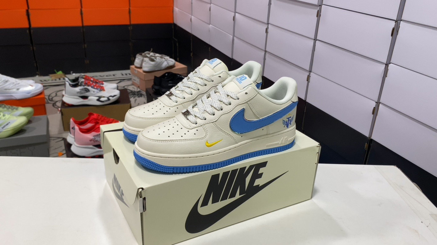 Nike Air Force 1 '07 Low Cream Blue Yellow UA Replica