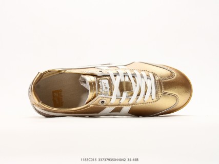 Onitsuka Tiger Mexico 66 NM Gold Leather Nylon Low Top Sneaker view 3