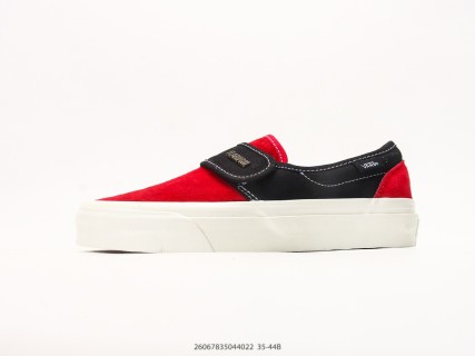 Vans Slip-On Red Black Checkerboard Platform Sneaker