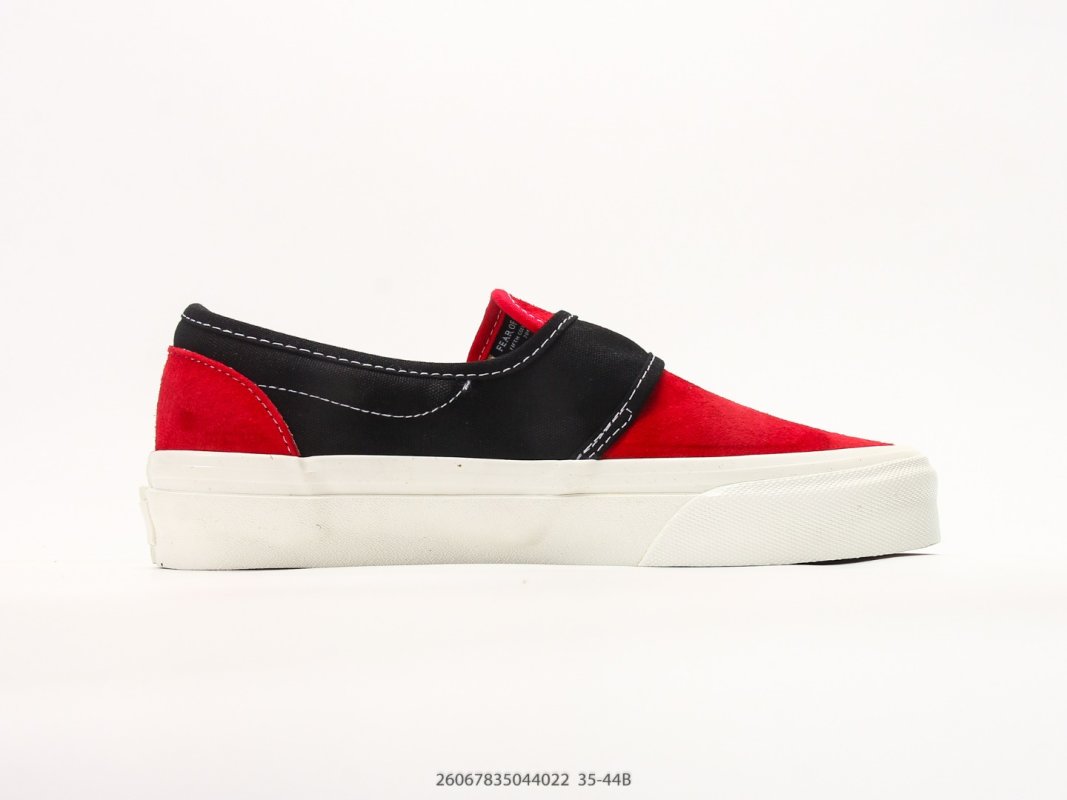Vans Slip-On Red Black Checkerboard Platform Sneaker view