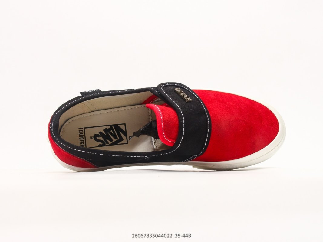 Vans Slip-On Red Black Checkerboard Platform Sneaker view