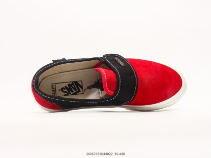 Vans Slip-On Red Black Checkerboard Platform Sneaker view 3