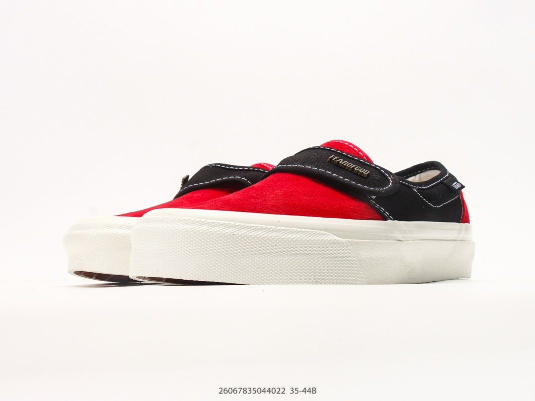 Vans Slip-On Red Black Checkerboard Platform Sneaker view