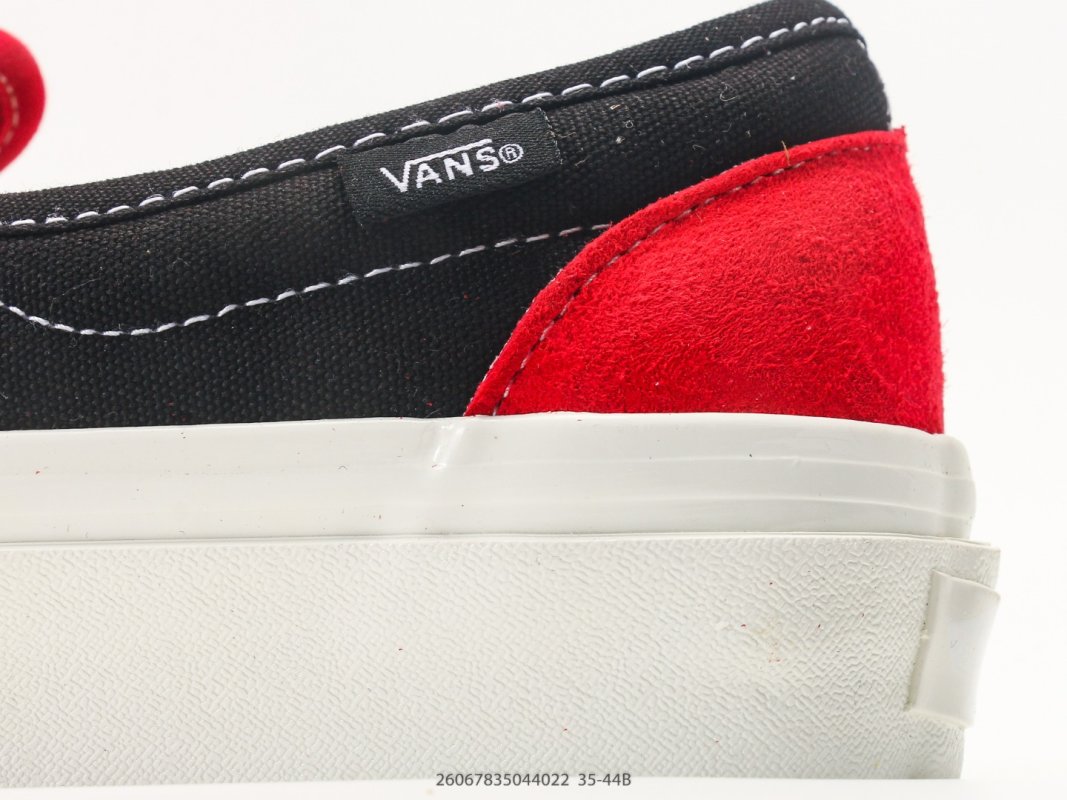 Vans Slip-On Red Black Checkerboard Platform Sneaker view