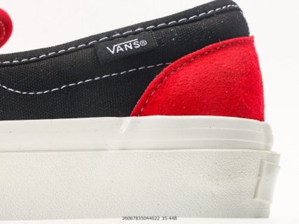 Vans Slip-On Red Black Checkerboard Platform Sneaker view 7