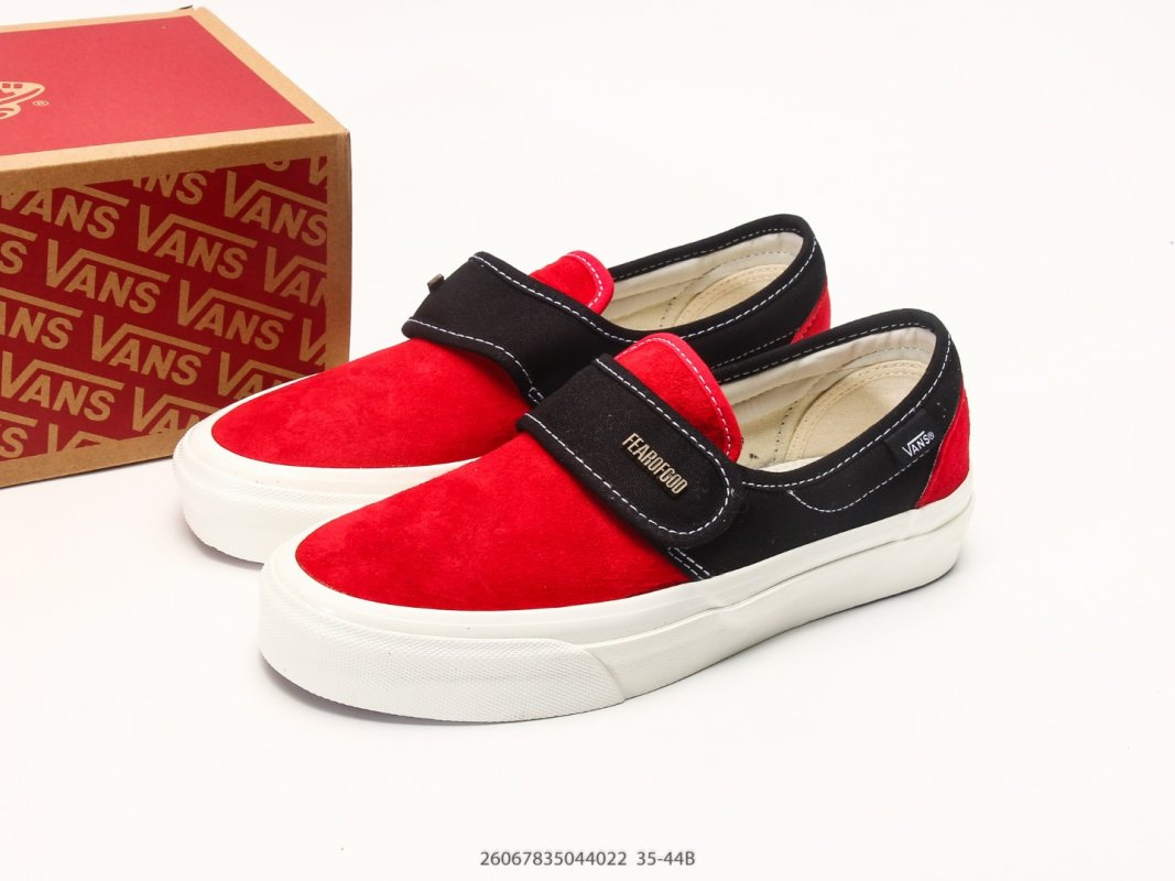Vans Slip-On Red Black Checkerboard Platform Sneaker view