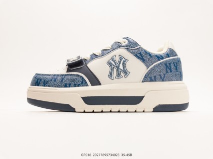 MLB Chunky Liner PU Blue Crackle Cream Navy Low-Top Sneaker