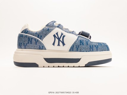 MLB Chunky Liner PU Blue Crackle Cream Navy Low-Top Sneaker view 2
