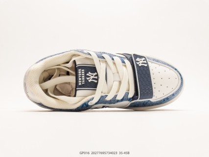 MLB Chunky Liner PU Blue Crackle Cream Navy Low-Top Sneaker view 3