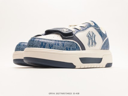MLB Chunky Liner PU Blue Crackle Cream Navy Low-Top Sneaker view 5